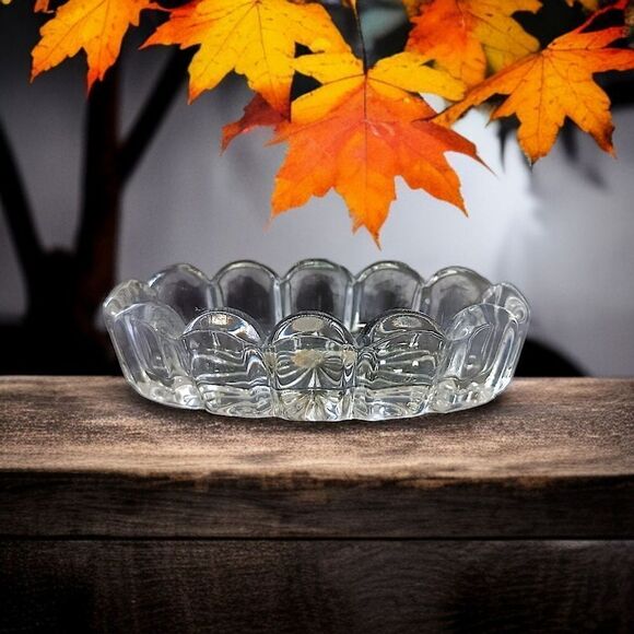 Open Glass Salt Cellar Oval Starburst Antique Clear Oblong Victorian Art Deco. - Picture 16 of 16